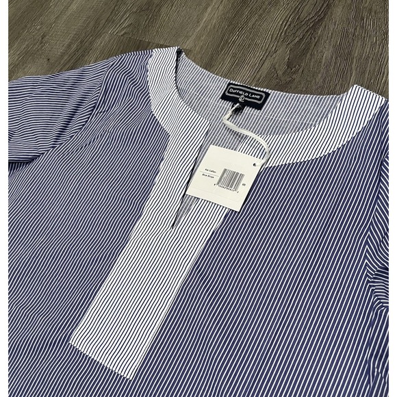 Duffield‎ Lane Kai Caftan Dress Women's Small Blue Stripe Coastal Beach V-Neck - Picture 1 of 6